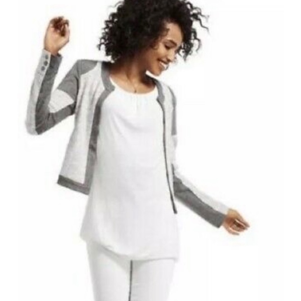 CAbi Gunmetal Knit Moto Blazer Gray Medium